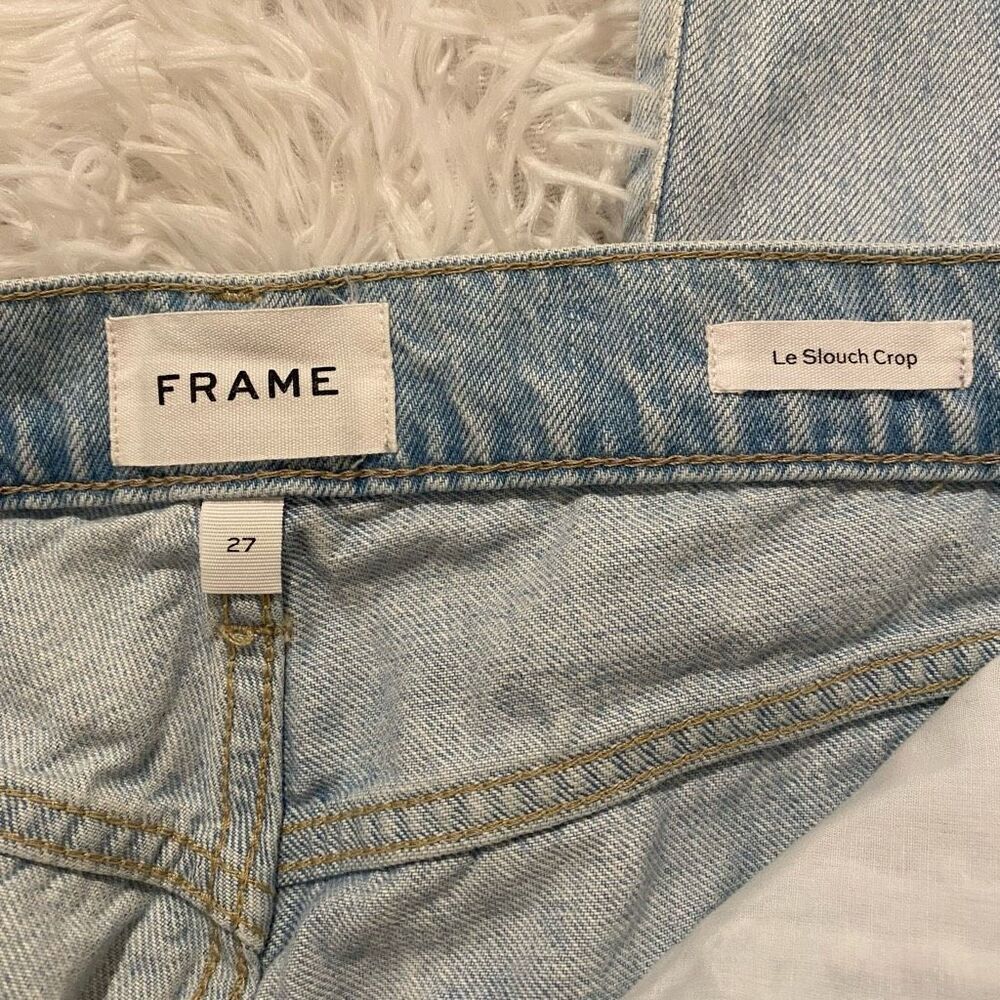 Frame Le Slouch Crop Jeans in Splitscreen Blue Size 27 - Picture 7 of 9